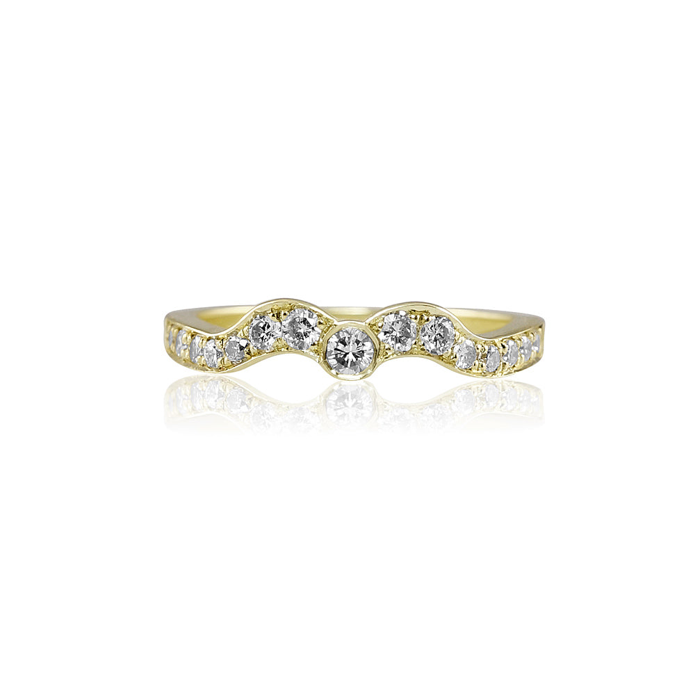 Sarah Green Gold Curved Diamond Wedding Band