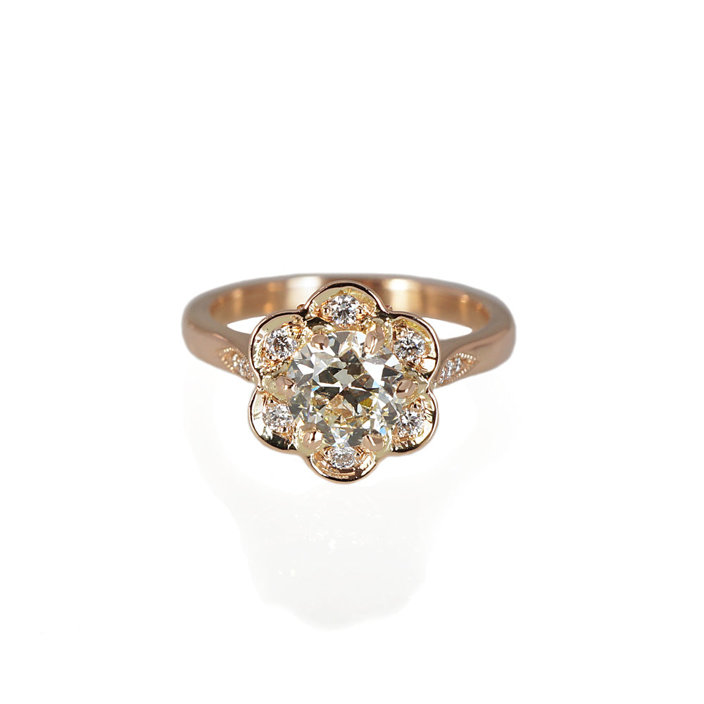 Stephanie Floral Rose Gold Engagement Ring