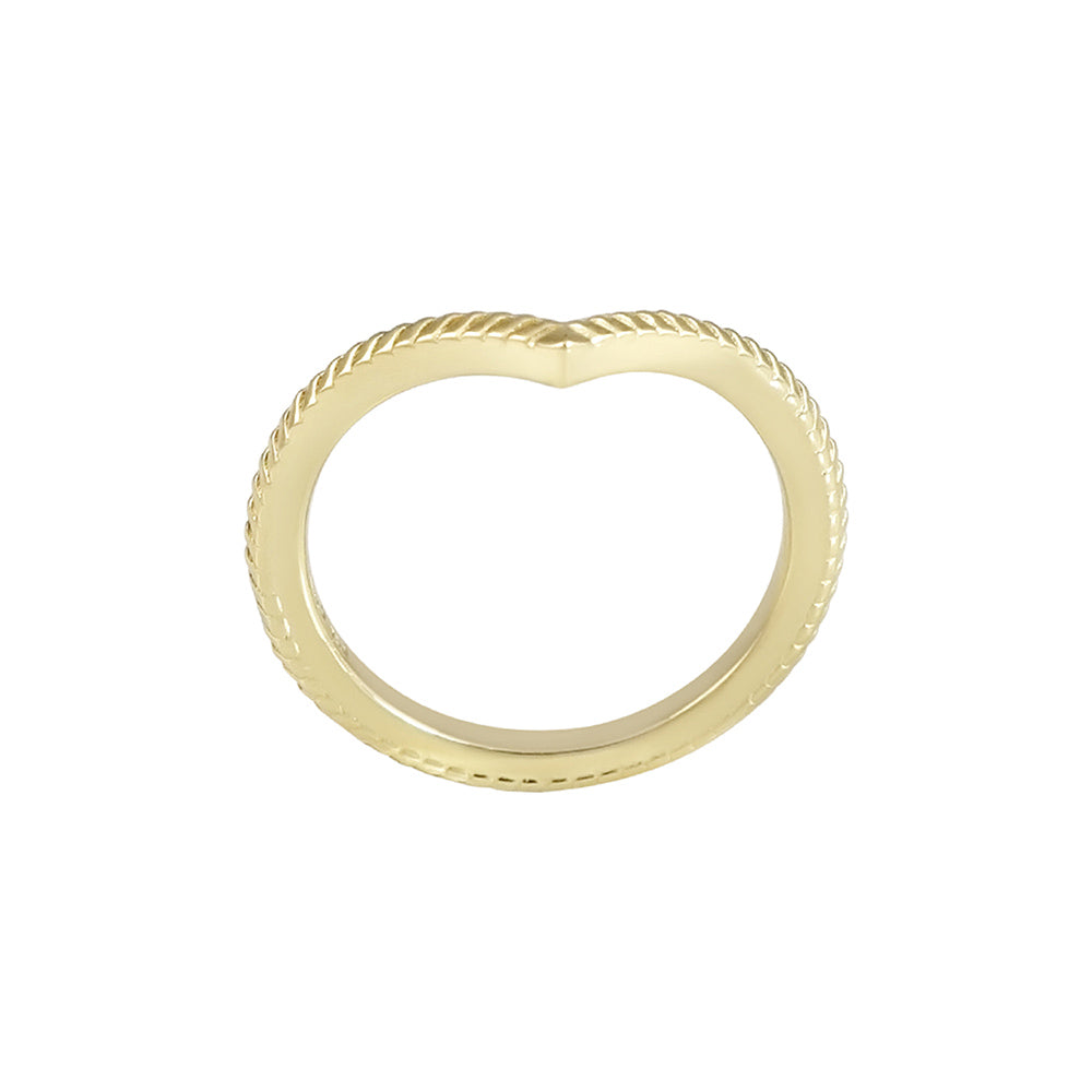 Textured Yellow Gold V-Ring